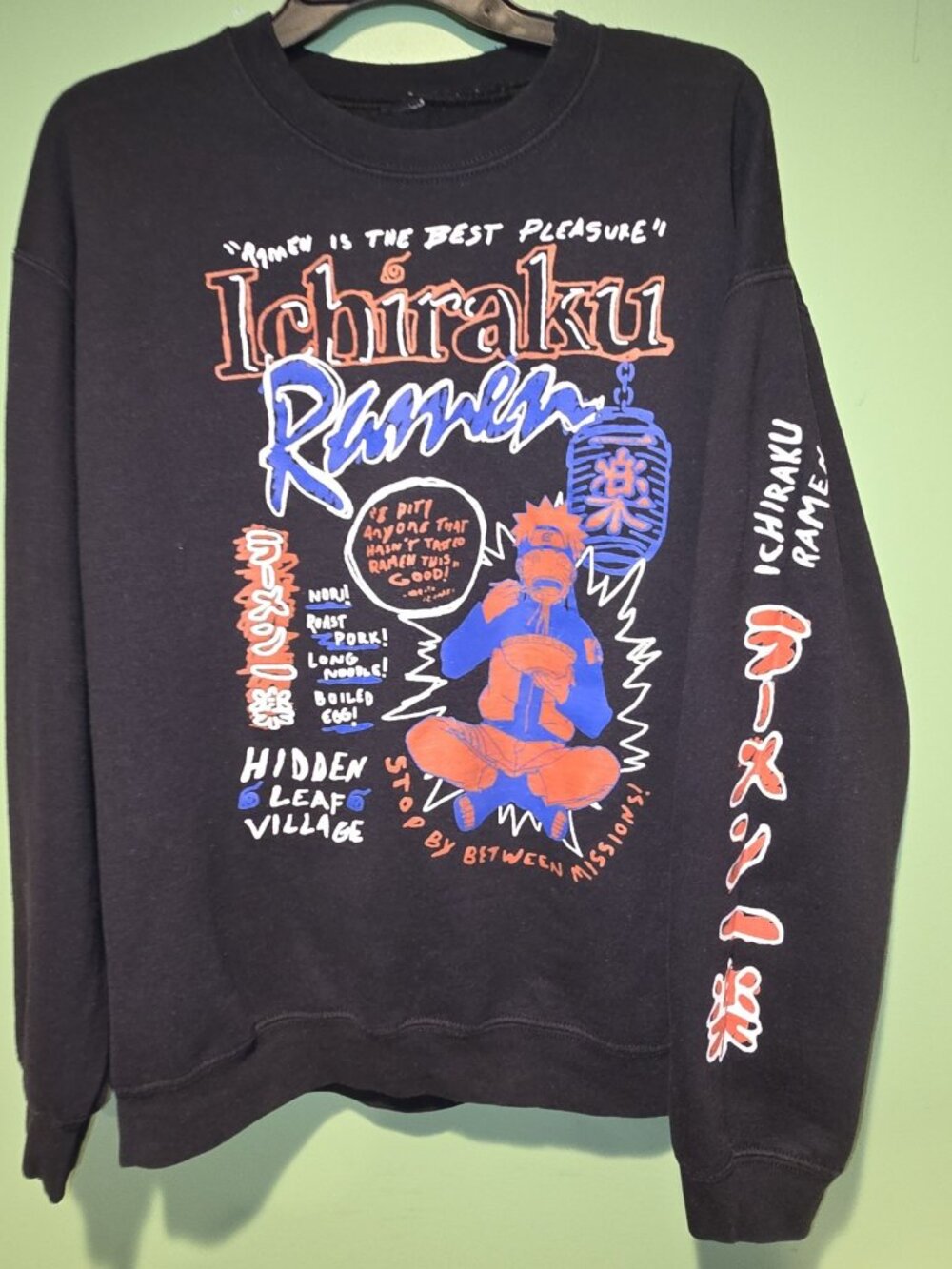 Naruto Shippuden Graphic Sweatshirt Cotton Blend Size Large
